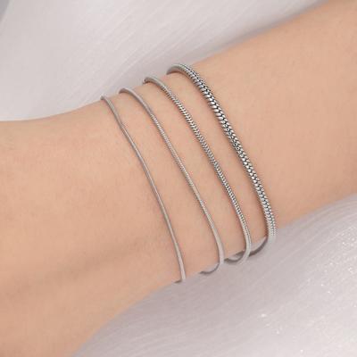 Women Bracelet Snake Bone Chain Titanium Steel Polished Hip Hop Individual DIY Wrist Jewelry Holiday Present Shopping Work Party Bangle