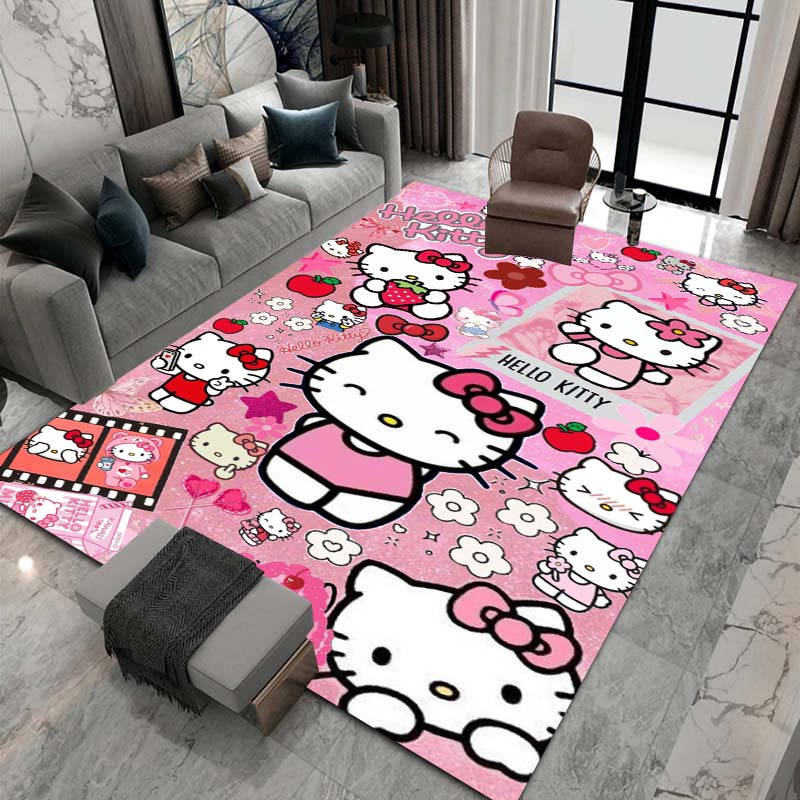 3DHello Kitty Cartoon Character Non-slip Rug for Living Room, Suitable for Bedrooms, Playrooms, Sofas, Home Decor Doormats.6