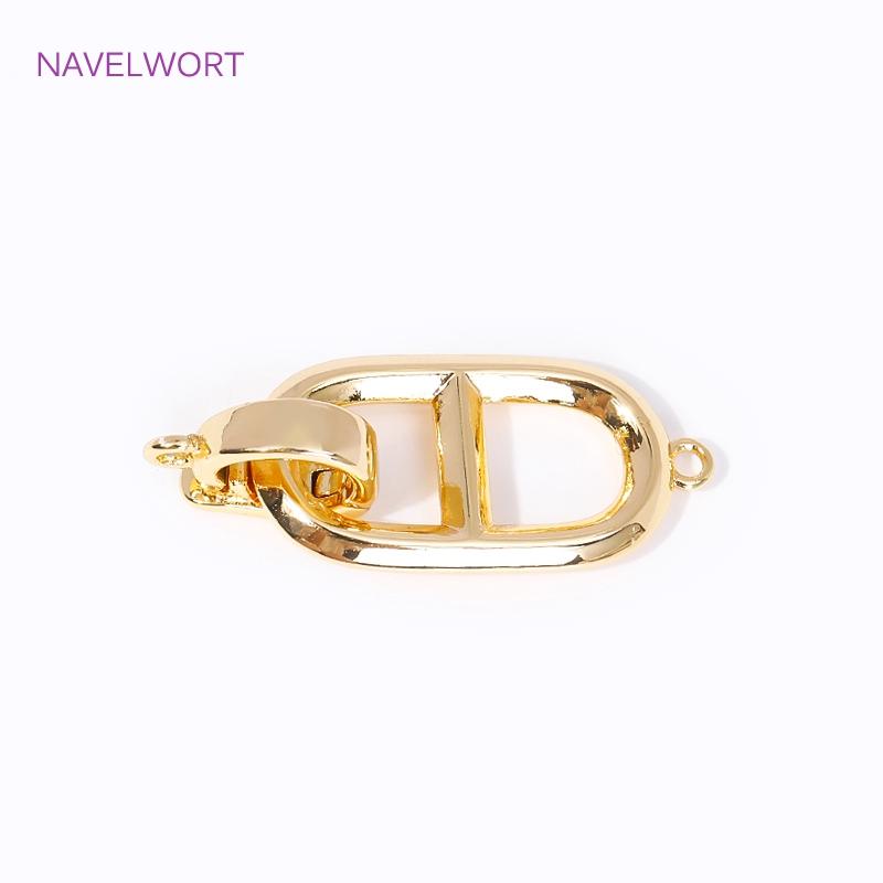 18K Gold Plated Oval Pearl Clasp For Bracelets,Brass Connector Fastener For Jewelry Making Supplies,DIY Jewelry Accessories