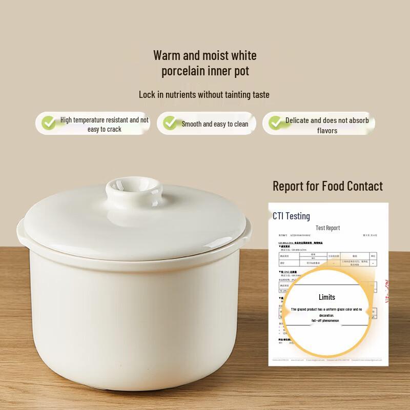 BEAR Olla eléctrica para cocinar comida de bebé de 1L enchufe CN (adaptador incluido)