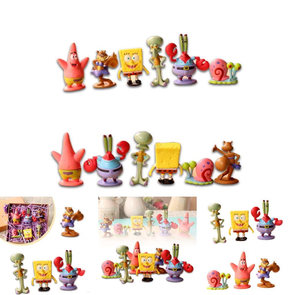 Adorabile Set di 6 Figure di Spongebob Squarepants Perfetto Per Collezionisti E Decorazione