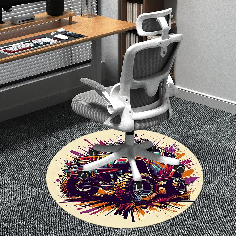 

1pc Jeep Off-Road Adventure Chair Carpet for Office Non-Slip, Machine Washable Rug for Office, Room - Polyester, Machine Made yy251029177 80cm by 80cm