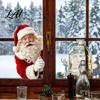 Christmas Window Decorations Peeking Santa Claus Static Cling No‑Glue Sticker Seasonal Home Decor Reusable Glass Decal Holiday Atmosphere