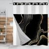 Baocicco No Hook Shower Curtain with Snap In Liner Black Gold Marble Modern Double Layers Machine Washable for Easy Clean Hotel Shower Curtain and