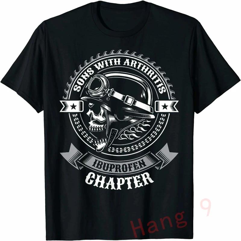 Söhne mit Arthritis Ibuprofen Kapitel Lustige Biker Schädel T Shirt Schwarz Vintage Herren Grafik T Shirts