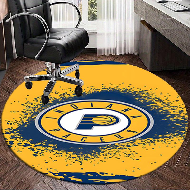 Basketball Pacers Neon Art Round Rug for Livingroom,Bedroom, Palyroom, Chair Rug, Area Rug, Circle Carpet, Large Size Fan Christmas Gift