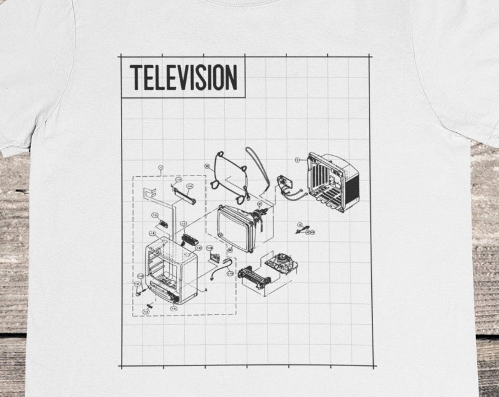 Television Blueprint T-Shirt: LED TV Diagram Tee M