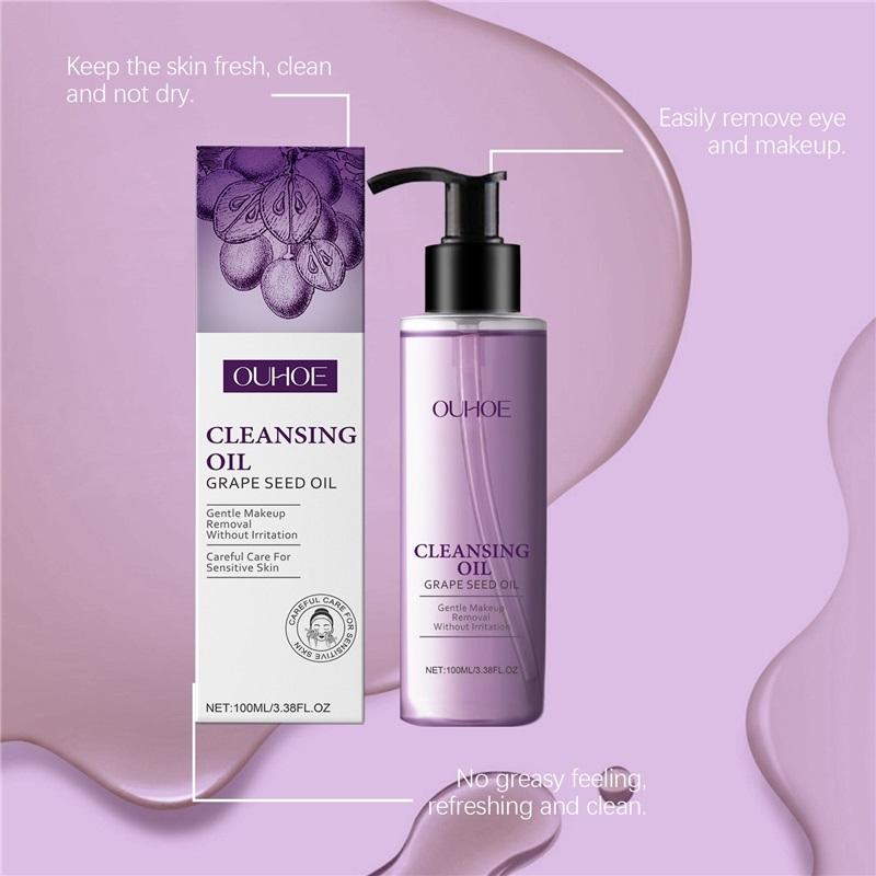 Grape Seed Cleansing Oil Makeup Remover Deep Purifying Clean Pores Oil Control Not Irritaing Moisturizing Facial Cleansing Oils