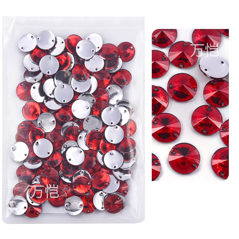 Resin Double Hole Flat Bottom Satellite Hand Seam Drill, Plated Bottom Tip Flat Buckle Diy Clothing Accessories Round Hand Seam Stone