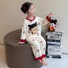 Girls Cartoon Nezha Long Sleeve Pajama Set with Pants for Spring Autumn