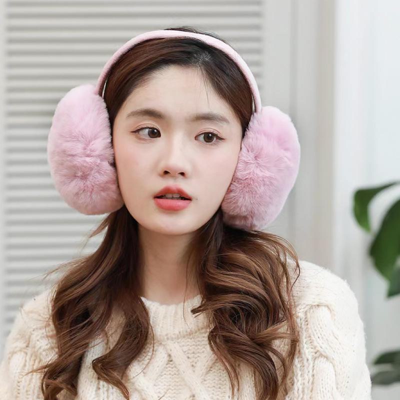Women's Foldable Imitation Rabbit Fur Earmuffs: Cute, Warm Winter Ear Covers for Students