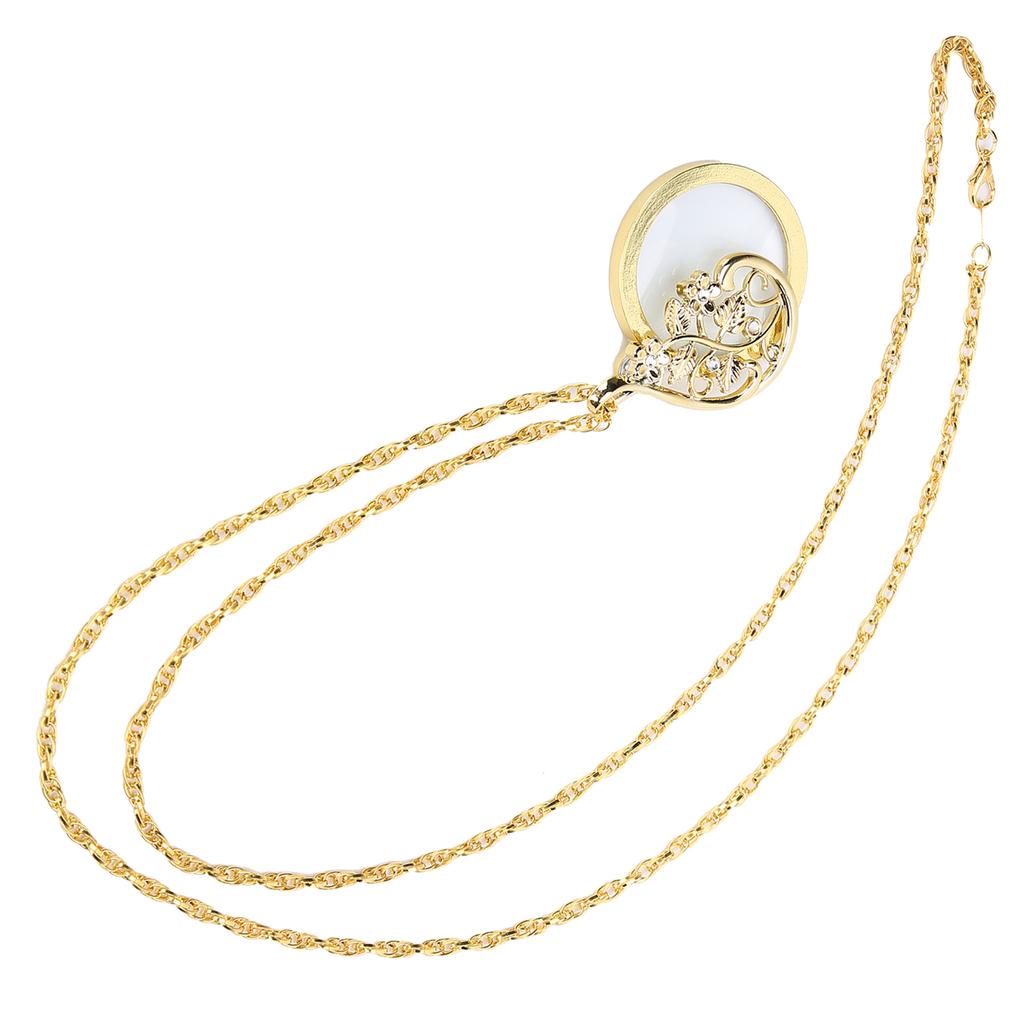 4.5X Necklace Magnifying Glass Metal Portable Magnifier Chain Pendant for ReadingGolden