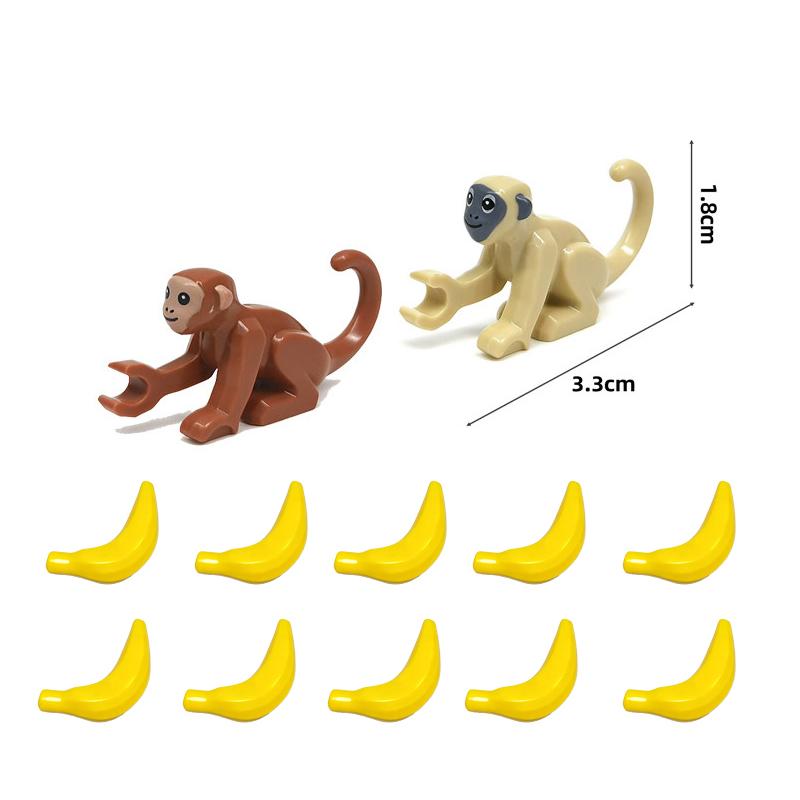 MOC Wild Animals Building Blocks Set Monkey Cow Bear Orangutan Leopard Snake Camel Mini DIY Model Compatible Bricks Kids Toy T19