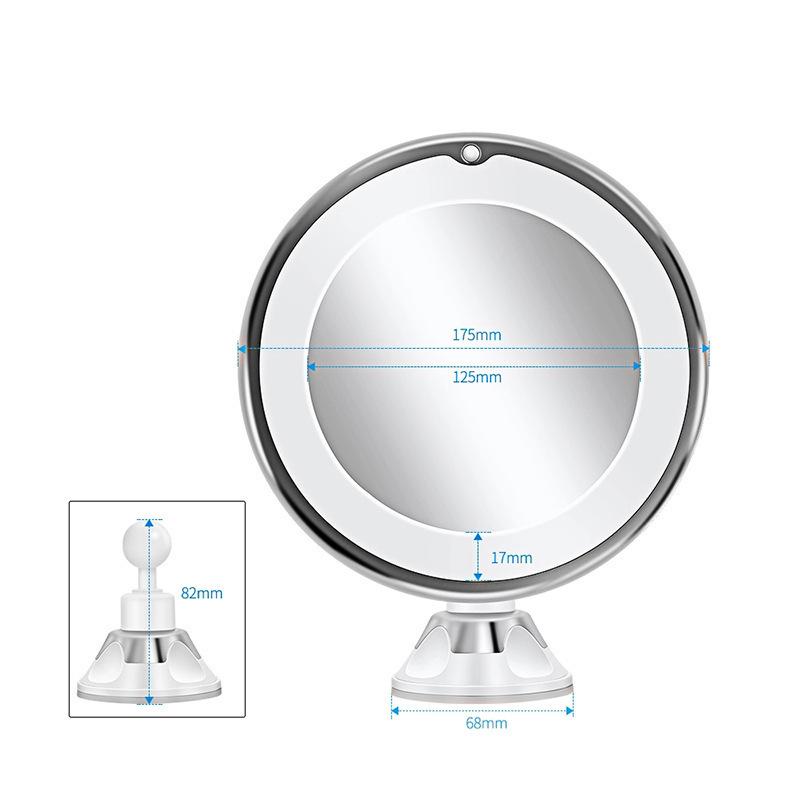 Upgraded 10X Magnifying LED Makeup Mirror with Three-Color Fill Light & USB Touch Switch
