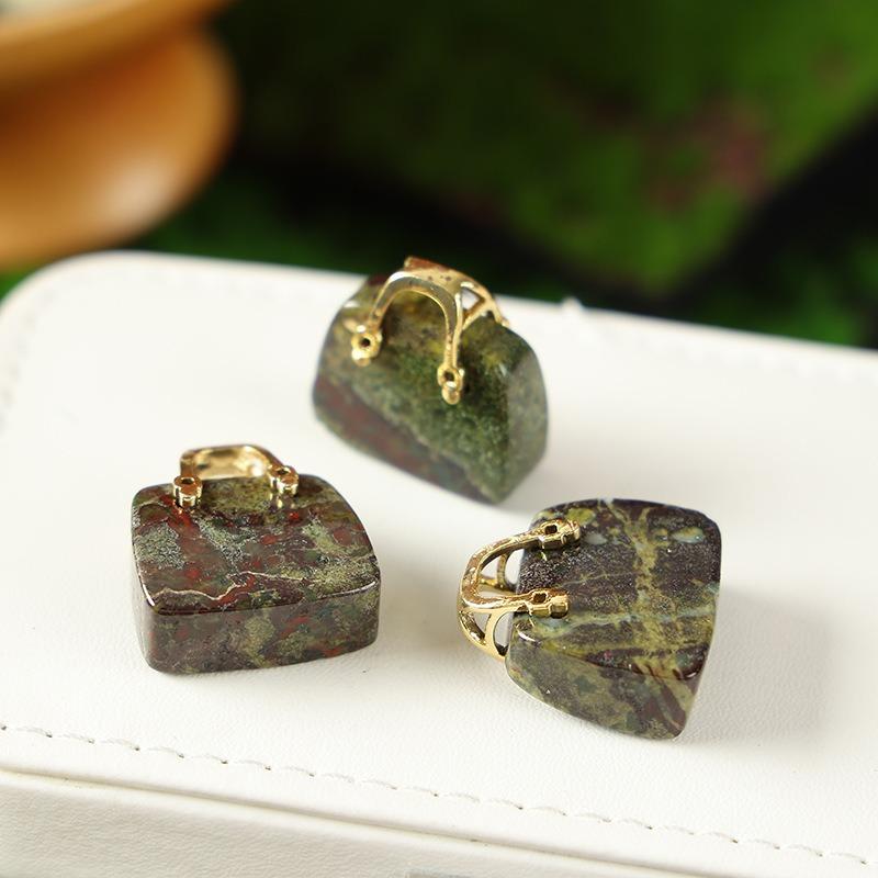 1 Pcs Natural Stone Crystal Apple Ornament, Jade Crystal Mini Handbag Ornament, Home Living Room Decoration, Christmas Eve Birthday Gift
