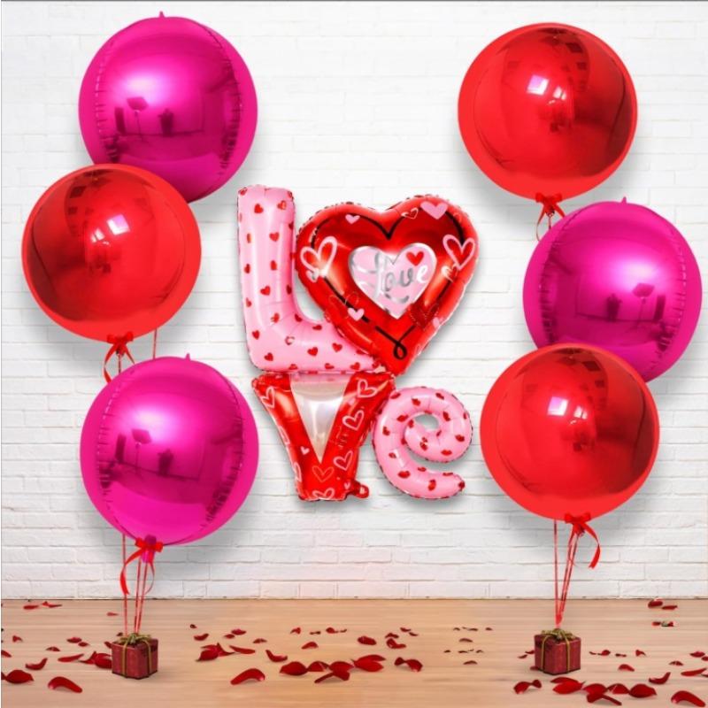 

7pcs Large Love 22-inch 4D ball set, suitable for birthday party decoration, theme party decoration balloons, durable material