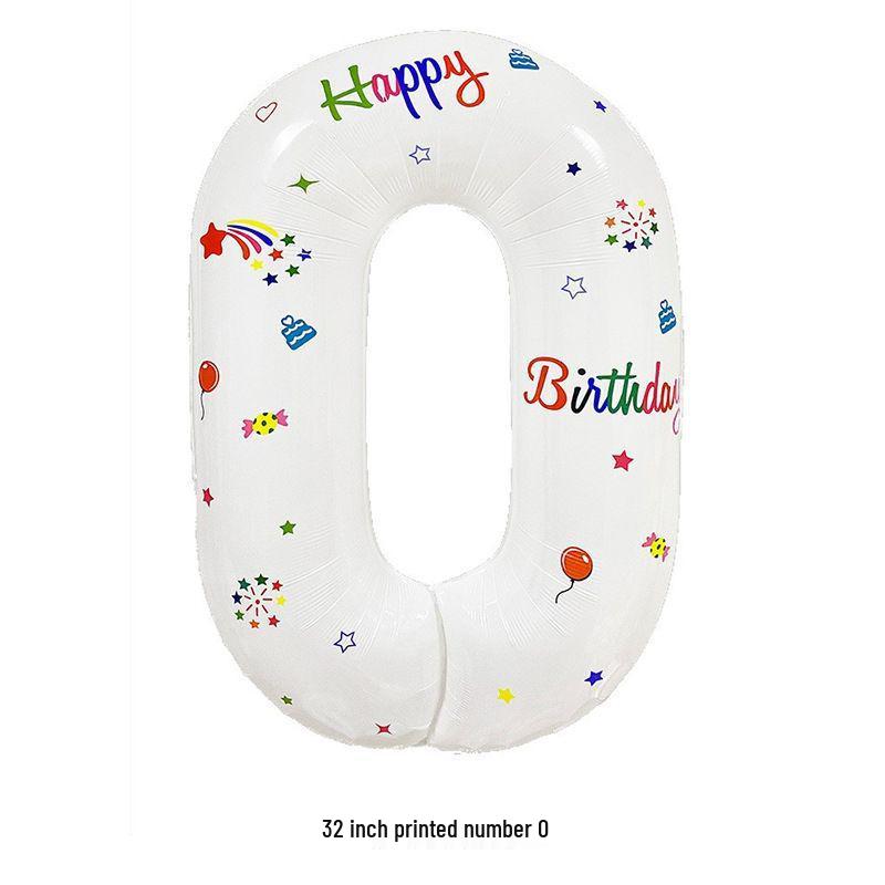 32-Inch White Birthday Number Balloon - Aluminum Film Party & Photo Prop for One-Year-Olds