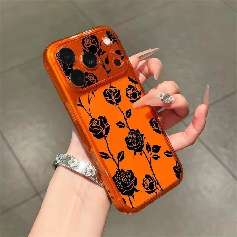 Cold Wind Black Rose for Apple 17Promax Mobile Phone Case iPhone16 Large Window 15/14/13 Soft