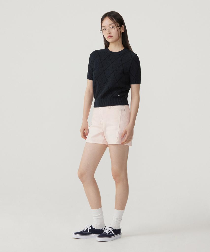 COVERNAT WOMAN Clover Heart Jacquard Half Knit Navy