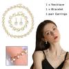 4 Pcs/set Fashion Retro Women's Zircon Set Rhinestone Artificial Zircon Wedding Party Bride Wedding Necklace Bracelet Earrings