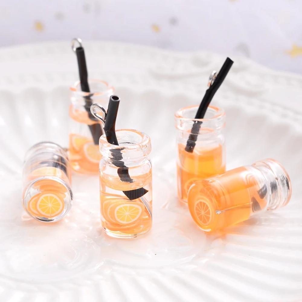 

10 шт./компл. Подвеска в виде бутылки сока из смолы, оранжевая подвеска в виде бутылки сока из стекла из смолы, игрушка из бисера