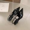 2025 Spring French Style Pointed Stiletto Heels - Elegant Closed Toe Sandals with Back Strap