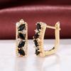 Huitan Gorgeous Marquise Black CZ Gold Color Hoop Earrings for Women New Fashion Female Ear Accessories Wedding Party Jewelry