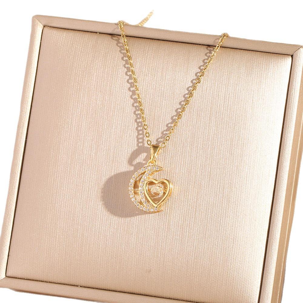 Titanium Steel Necklace For Women Elegant Simple Fashion Zircon Collarbone Chain Light Luxury Niche Jewelry