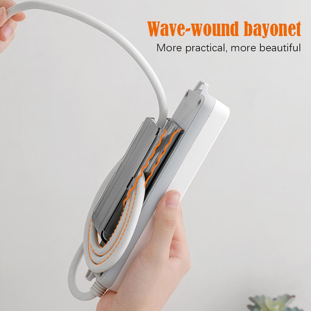 Self-Adhesive Power Stip Holder with Cable Organizer Plug Socket Fixator Wire Winder Wall Table Cable Holder Shelf Rack