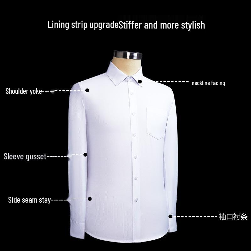 Men's Long Sleeve White Shirt - Professional Business Attire for Spring, Summer, and Autumn