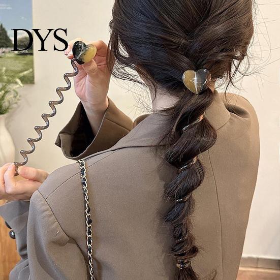 Waterproof Hair Tie 4Pcs Telephone Wire Bands Heart Shape Spiral Ties Unique Cord Headband Rope Elastic Braided Phone Headbands for Girls Women