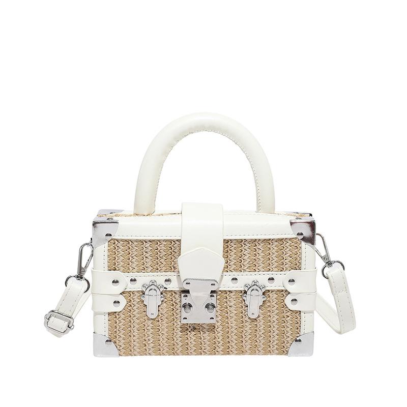 2025 Fashion Rivet Woven Straw Handbag - Versatile Trendy Shoulder & Crossbody Beach Bag
