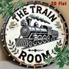 D Flat Pc Round D Flat Printed Metal Signage Train Signs Unique Durable and Easy To Hang Metal Decorations for Bedrooms