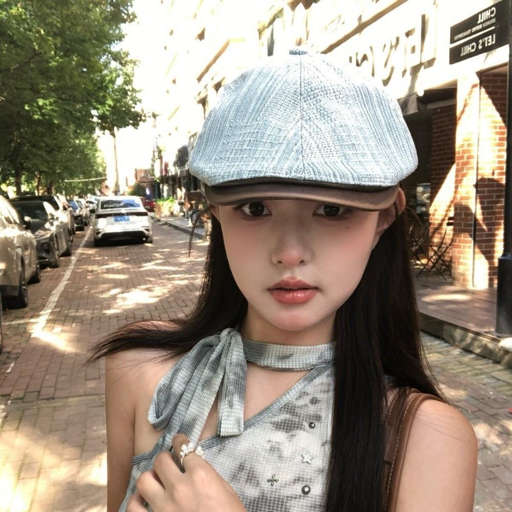 Retro Cowboy Beret Y2k Painter Cap Korean Denim Beret  Unisex