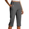 Women High Waist Capri Pants with Pockets Split Hem Casual Sport Fitness Yoga Cropped Pants for Activewear