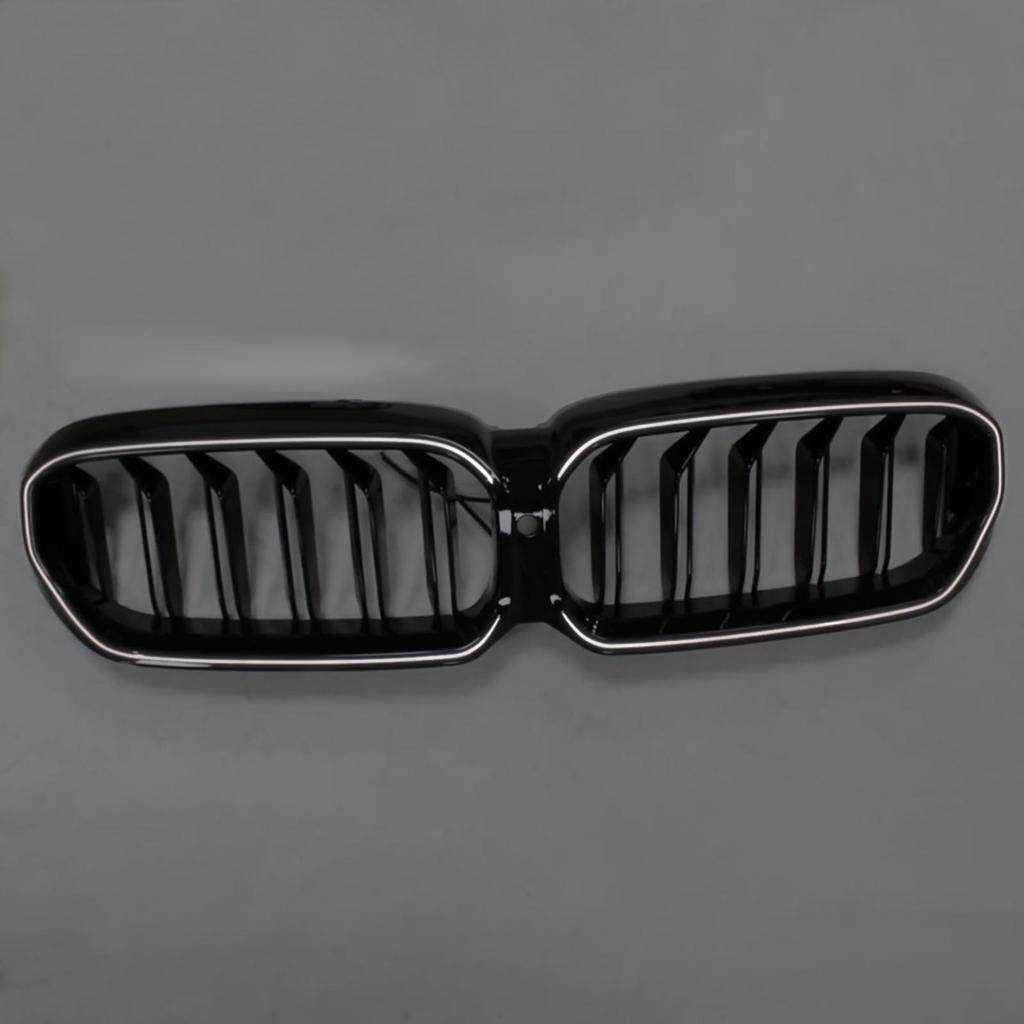 Double Slat Front Kidney Grille Compatible for BMW 5 Series G30 G38 2021-2024 W/ LED Light