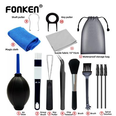FONKEN 12 vnt. valymo įrankių rinkiniai, skirti kompiuterio fotoaparatui, mechaninei klaviatūrai, ausinių plyšio šepetėliui, kompiuterio valiklio rinkinys