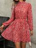European and American crew neck pullover print long-sleeved dress