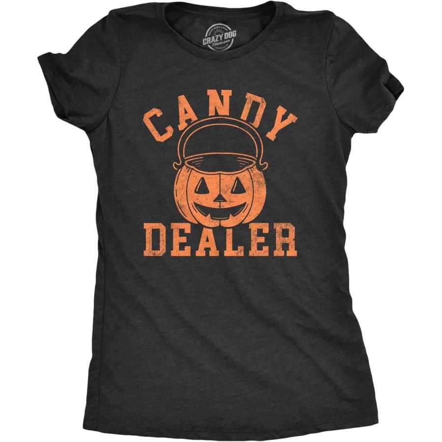 Womens Candy Dealer T Shirt Funny Halloween Trick Or Treat Candies Joke Tee for Ladies XXXXXL разноцветный