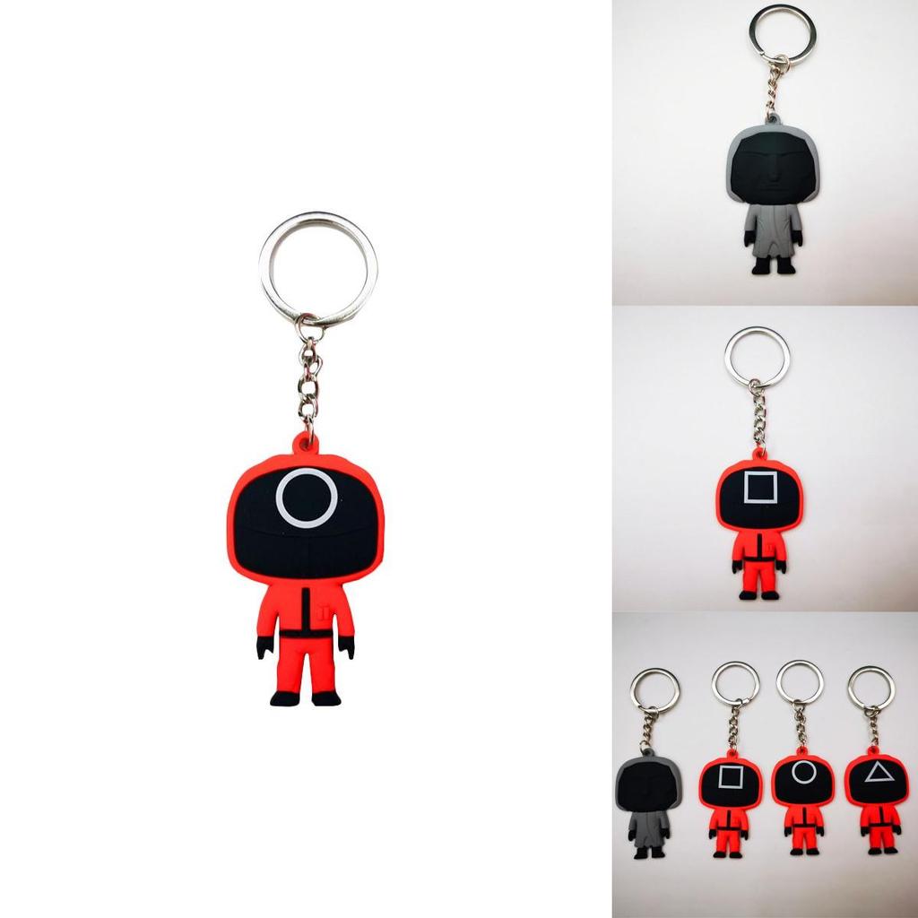 Squid Game Keychain With Red Guard Staff Worker Figure For Bags And Backpacks