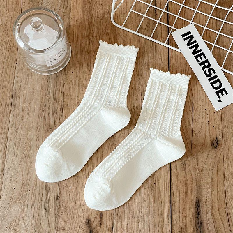 

Женские летние тонкие однотонные милые кружевные носки-гольфы average size белый