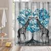 Funny Animal Shower Curtain Giraffe Jungle Safari Tropic African Wildlife Black And White Modern Designer Cool Bathroom Decor