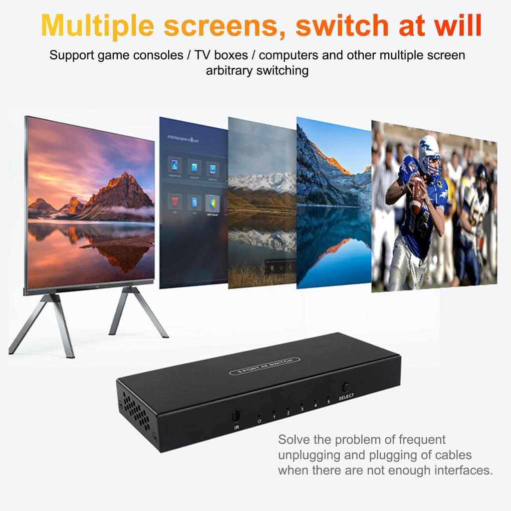 High-Definition Multimedia Interface Switch 5 In 1 Out Switcher Box High-Definition Multimedia