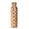 Copper Water Bottle – 1000 ML, Mirror Shine Finish, Lacquer Coated Diamond Design, Ayurvedic Pure Copper Bottle Set of 1
