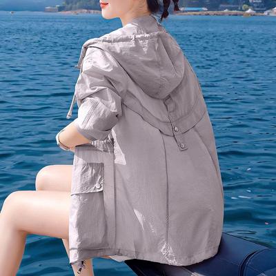 Dámske outdoorové športové tenká bunda opaľovací krém s kapucňou ležérne bunda s pásom krátky kancelársky kardigan