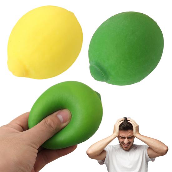 Stress Relief Simulated Lemon Toy Decompression Yellow Green Lemon Squeeze Stress Ball Anti-anxiety Simulation Fruit Sensory Fidget Toy