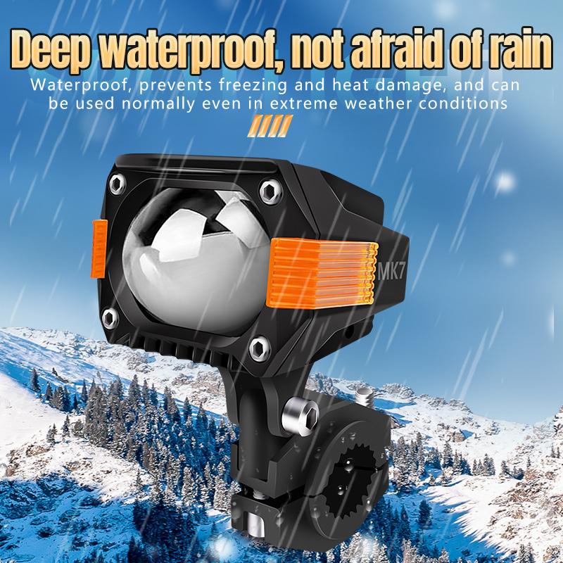 LED Motorcycle Auxiliary Spotlights Hi/Low Beams With Red Devil Eyes Driving Fog Lights for Truck Golf Cart SUV ATV 4X4 12V 24V