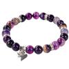 New Bohemian jewelry hand round bead chain love pendant beaded bracelet purple striped agate bracelet women
