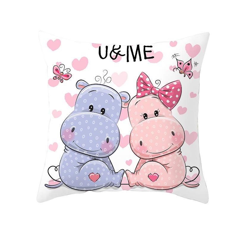 Cartoon-Druck Serie Valentinstag Pfirsichhaut Kissenbezug Heimstoff Quadratischer Kissenbezug