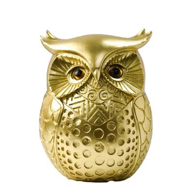 Hyack Owl Figurine, Lucky Charm, Feng Shui, Gold, Gift, Amulet, Talisman, Ornament (Gold) [Parallel Import]
